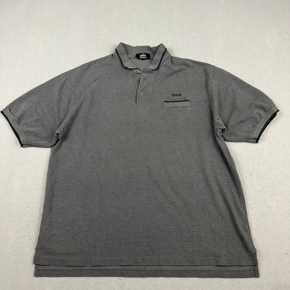 Vintage BMW Lifestyle Polo Shirt Men Extra Large Gray Short Sleeve USA Logo XL
